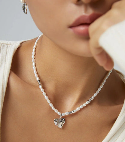 Heart's Embrace Pearl Necklace